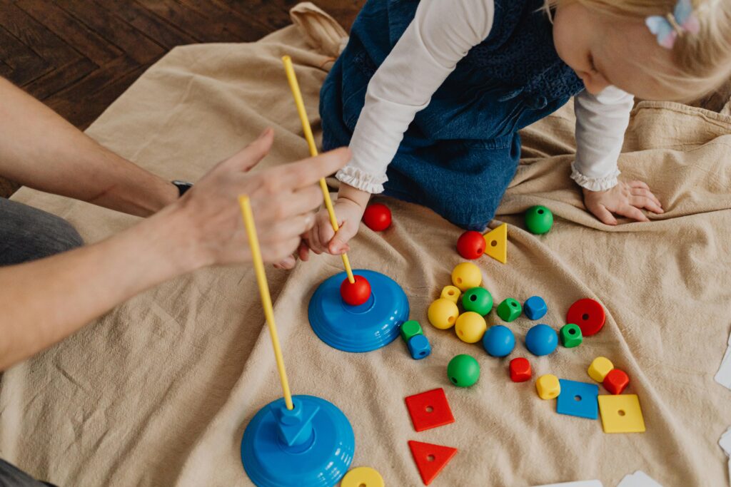 child and mum learning the shapes and patterns together